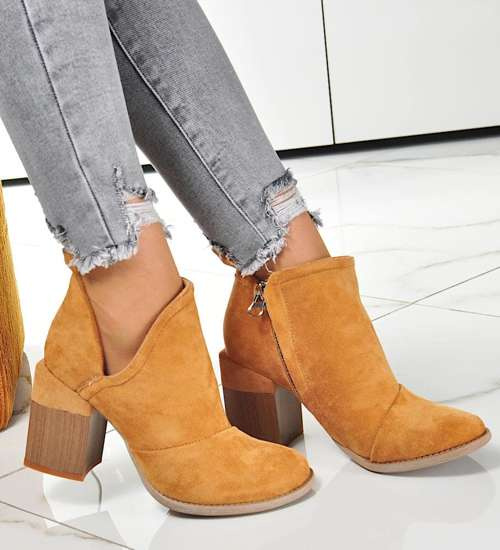 Damskie botki zamszowe Camel /A6-2 10244 S491/ 