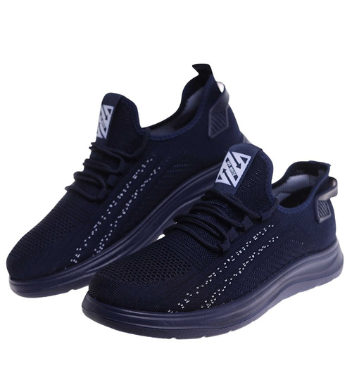 Wsuwane granatowe sneakersy męskie /D8-1 18007 G389/