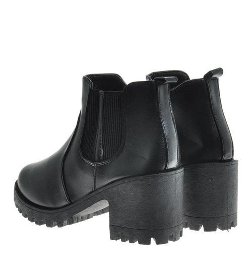 Damskie botki na obcasie w kolorze czarnym /E10-3 9881 S212/