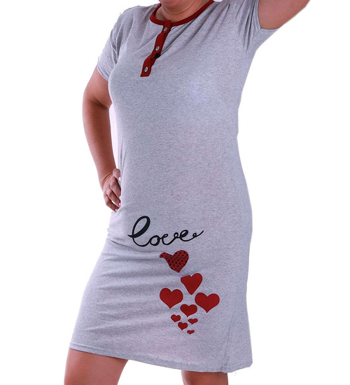Szara koszula nocna z serduszkami Size Plus /H2-K62 P39 S200/