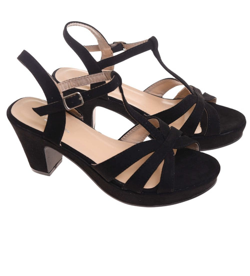 Sandały damskie Czarne sandały na platformie /B4-3 17843 G185/