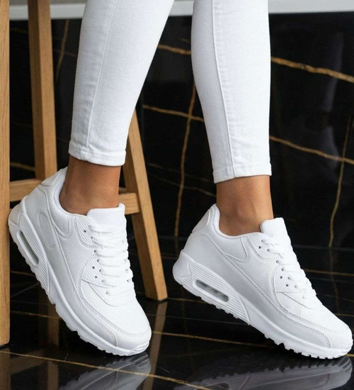 Sznurowane białe buty sportowe damskie /F9-3 18663 T4/