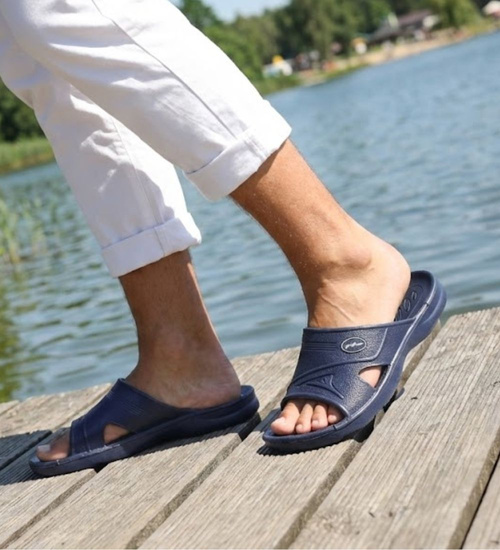 Granatowe klapki męskie wodoodporne na basen /B1-1 13262 T192/