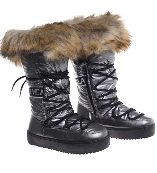 Ocieplane kozaki śniegowce eskimoski Grafitowe /C4-1 18608 T400/