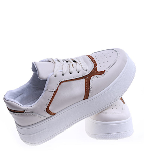 Sznurowane trampki damskie na platformie /A5-3 13910 T394/