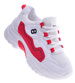 Wiązane biało czerwone snekersy damskie /B5-3 11348 T297/