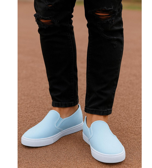 Błękitne męskie trampki slip on /A4-2 18145 T280/