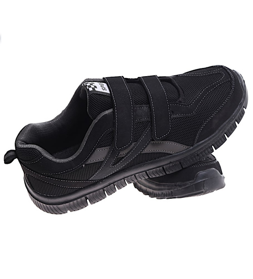 Męskie czarne buty sportowe na rzepy /D6-2 16682 T384/