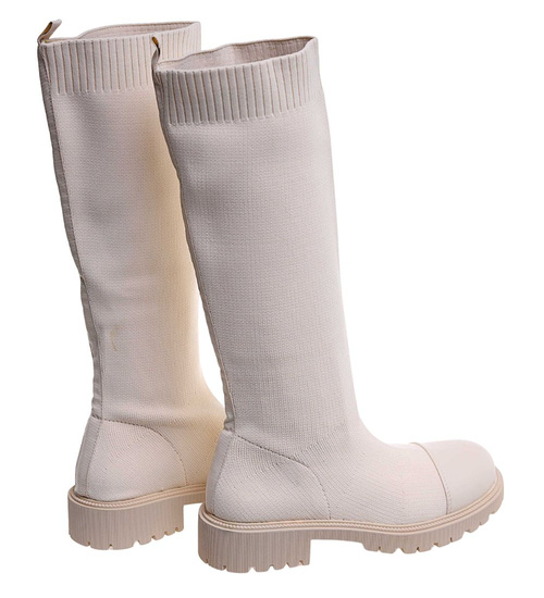 Elastyczne beżowe kozaki damskie /G4-3 18076 T366/