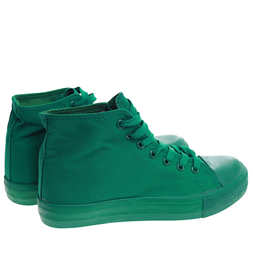 Klasyczne zielone trampki damskie z wysoką cholewką /H2 16723 G9-84/