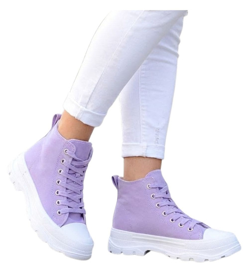 Wysokie trampki na grubym spodzie Liliowe /G12-2 12584 T294/