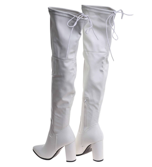 Białe kozaki muszkieterki na obcasie /G11-3 18444 W184/