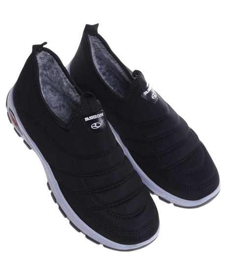 Wsuwane sneakersy męskie z ociepleniem Czarne /F5-1+h2 18249 T386/