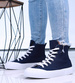 Granatowe wysokie trampki damskie z tkaniny /B3-3 15959  G157/