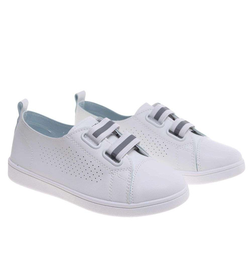 Białe ażurowe tenisówki wsuwane /E7-3 18705 T185/