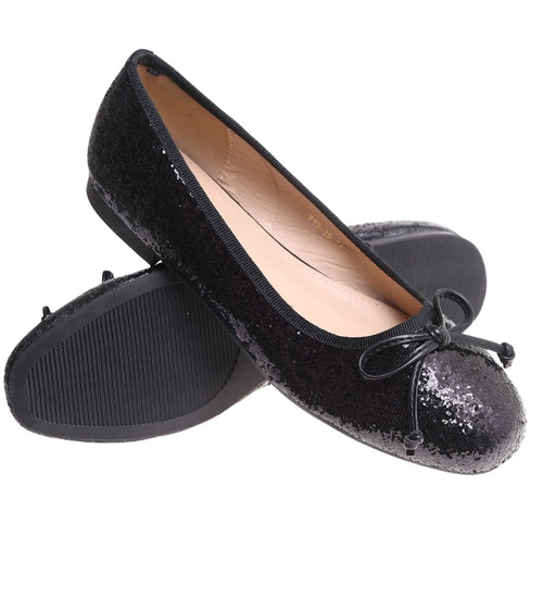 Baleriny damskie czarne klasyczne błyszczące /A1-2 17869 G8-6 +h2/