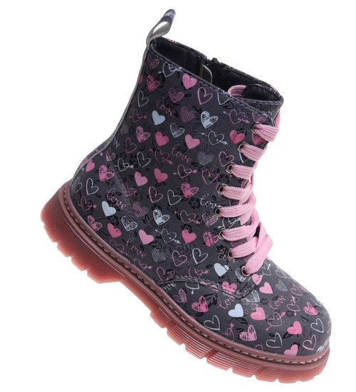 Zimowe czarne dziewczęce trapery z futerkiem /F6-2 18438 T399/