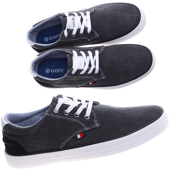 Czarne wiązane trampki męskie /G12-2 17385 GF285/