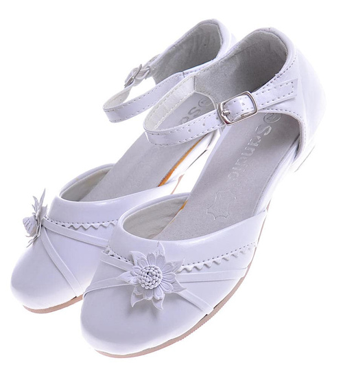 Białe komunijne balerinki buty dziewczęce /E6-2 11385 T199/
