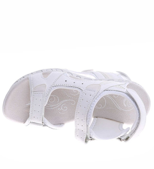 Białe sportowe sandały damskie na płaskim obcasie /E9-3 16467 T346/