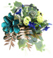 Duży stroik Turkusowe kwiaty KOMP140 M700