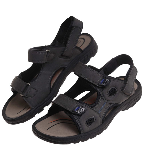 Męskie szare sandały klapki na rzepy /D7-2 17898 T284/