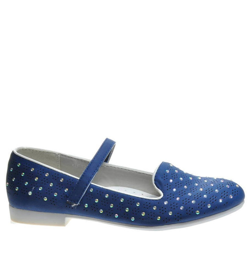 Niebieskie balerinki dziewczęce z paseczkiem /G9-3 4434 S077