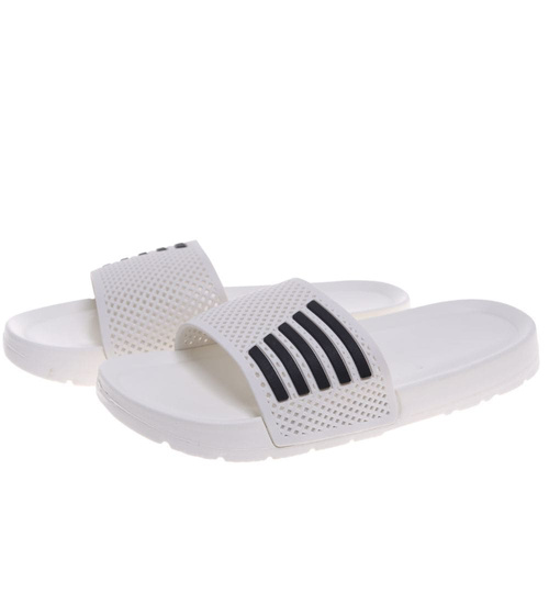 Klapki damskie na basen wodoodporne białe ażurowe /D8-1 18639 T187/