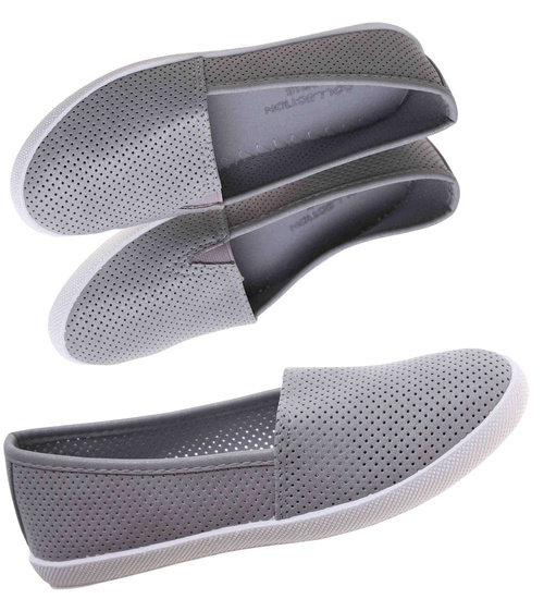 Szare ażurowe baleriny dziewczęce /B8-2 17631 121/