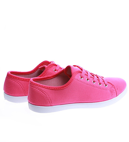 Sznurowane różowe trampki damskie /G2-2 14392 S191/