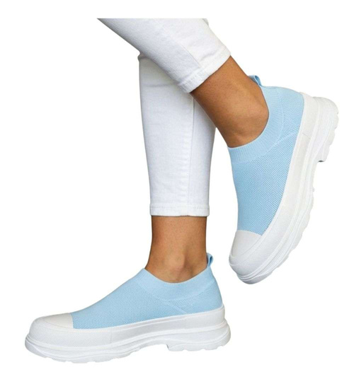 Błękitne trampki na platformie wsuwane /E1-3 18746 T7/