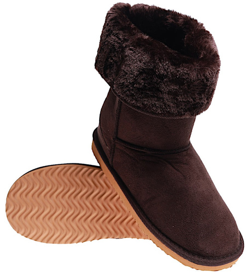 Ocieplane damskie kozaki mukluki śniegowce brązowe /B4-1 15260 T290/