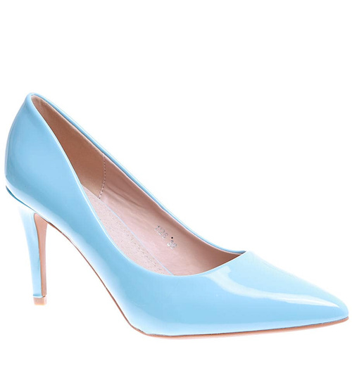 Niebieskie klasyczne szpilki damskie /A8-3 15415 T191/