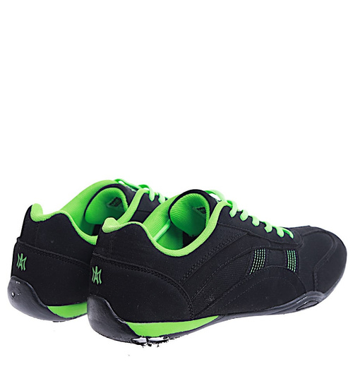 Zamszowe czarno zielone buty sportowe / H OST 376 S341/