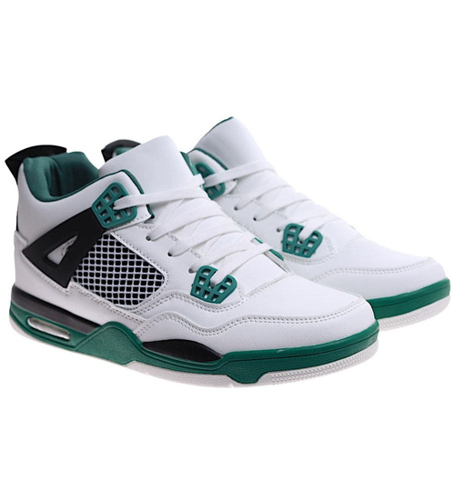 Wysokie męskie buty sportowe sneakersy White Green /B1-2 17217 T682/