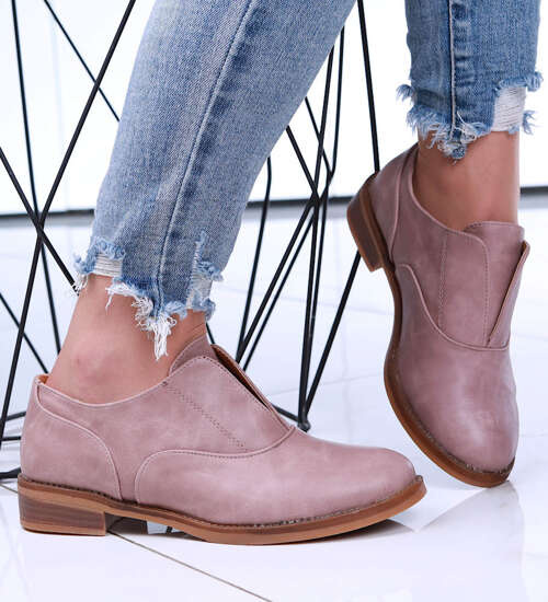 Wsuwane beżowe półbuty damskie /C6-3 15867 T198/ Wsuwane beżowe półbuty damskie /C6-3 15867 T198/