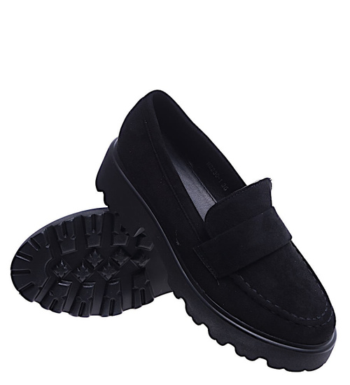 Wsuwane półbuty damskie z zamszu /G13-3 14651 T599/