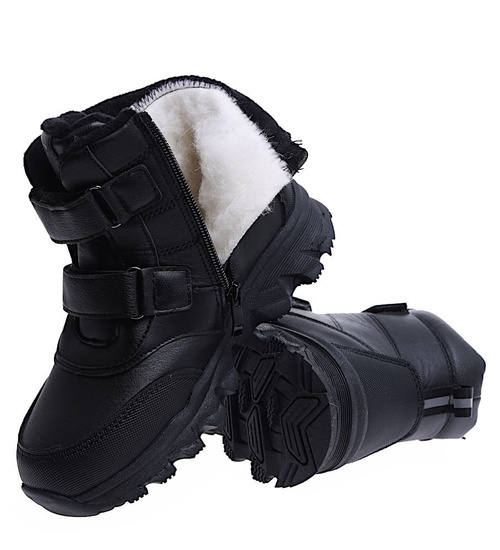 Czarne chłopięce trapery ocieplane na rzepy /E8-2 15344 T549/