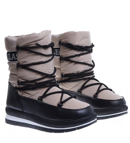 Zimowe kozaki śniegowce Khaki /G6-2 15401 T635/