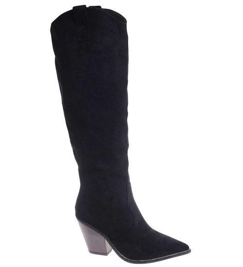 Czarne ocieplane kozaki damskie kowbojki /D8-1 18432 T585/