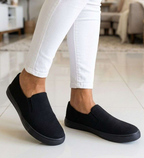 Wsuwane czarne trampki slip on /A1-3 18793 S174/