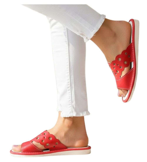 Czerwone ażurowe domowe klapki kapcie /D6-1 16246 S165/