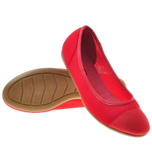 Czerwone balerinki w casualowym stylu /G3-1 8374 S098/