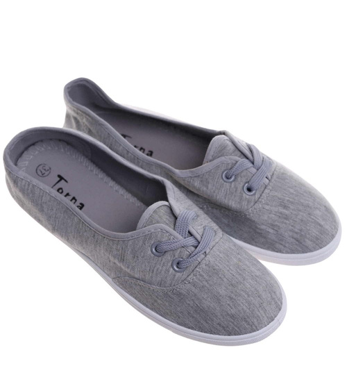 Wiązane damskie tenisówki szare /E8-1 18095 S098/