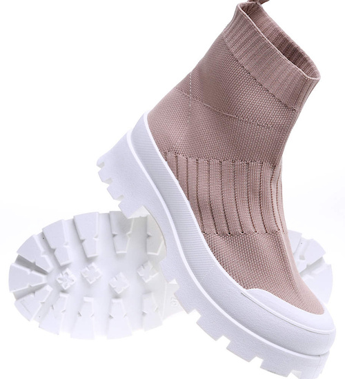 Wiosenne damskie trampki na platformie Khaki /A2-3 15704 T113-5/