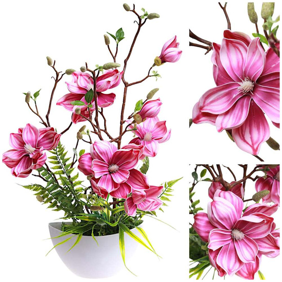 Fioletowe lilie w doniczce- sztuczne kwiaty Kompozycja 60 cm KOMP55