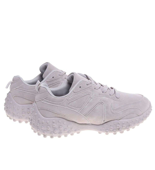 Szare sneakersy damskie sznurowane buty sportowe /D8-1 18709 T152/