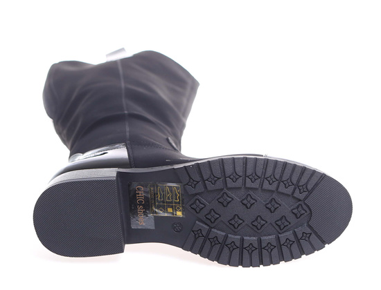 Eleganckie czarne kozaki damskie /C1-2 18297 T5/