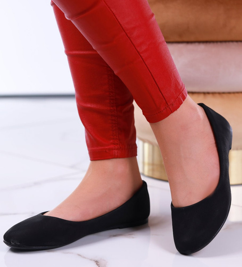 Gładkie balerinki damskie CZARNE /F3-2 4566 S170/