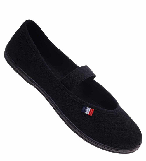 Czarne wsuwane balerinki tenisówki czeszki /B4-2 18836 T293/